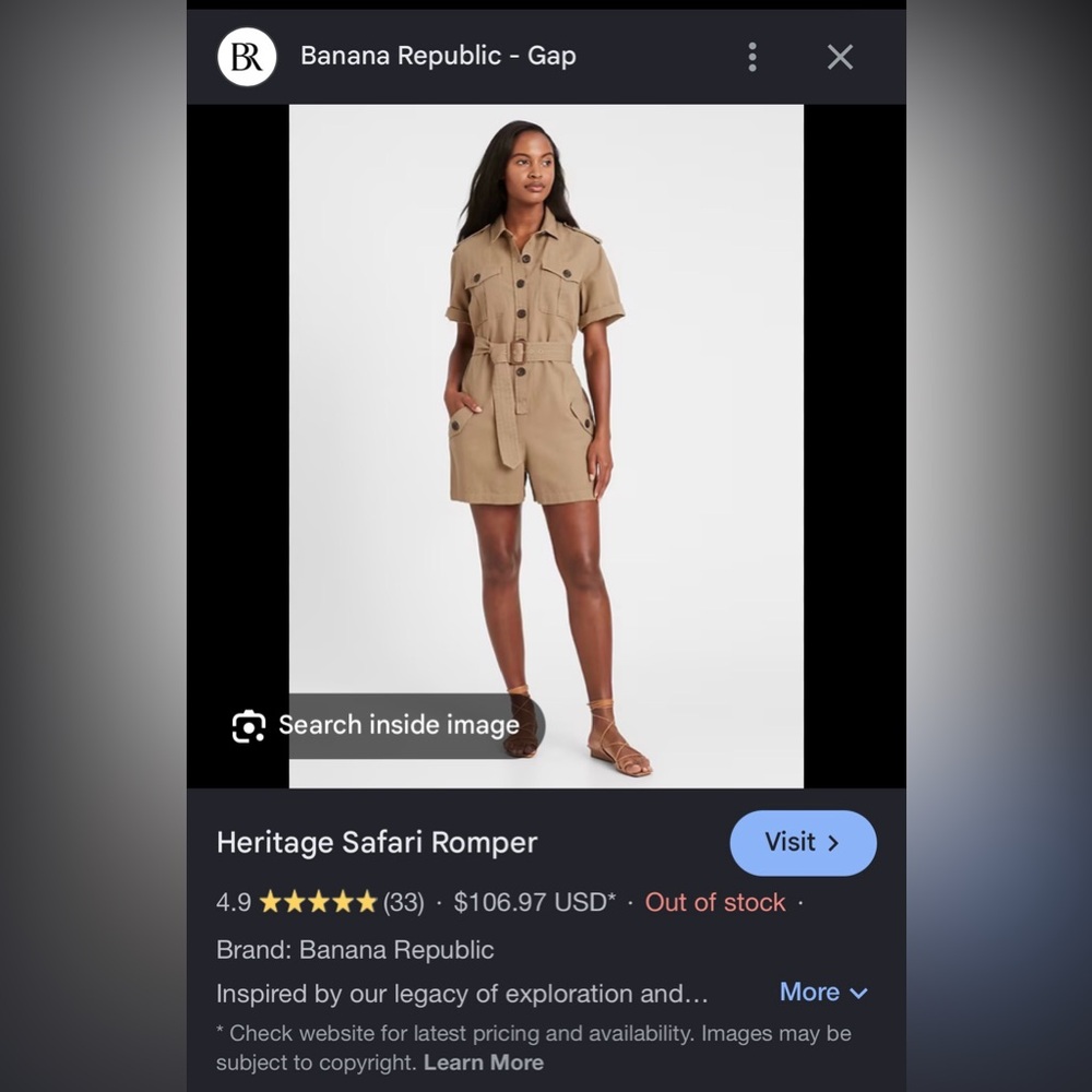 Heritage Safari Romper - Banana Republic